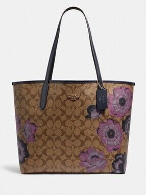 Coach Women's Purse City Tote Signature Canvas Monogram Kaffe Fassett Floral